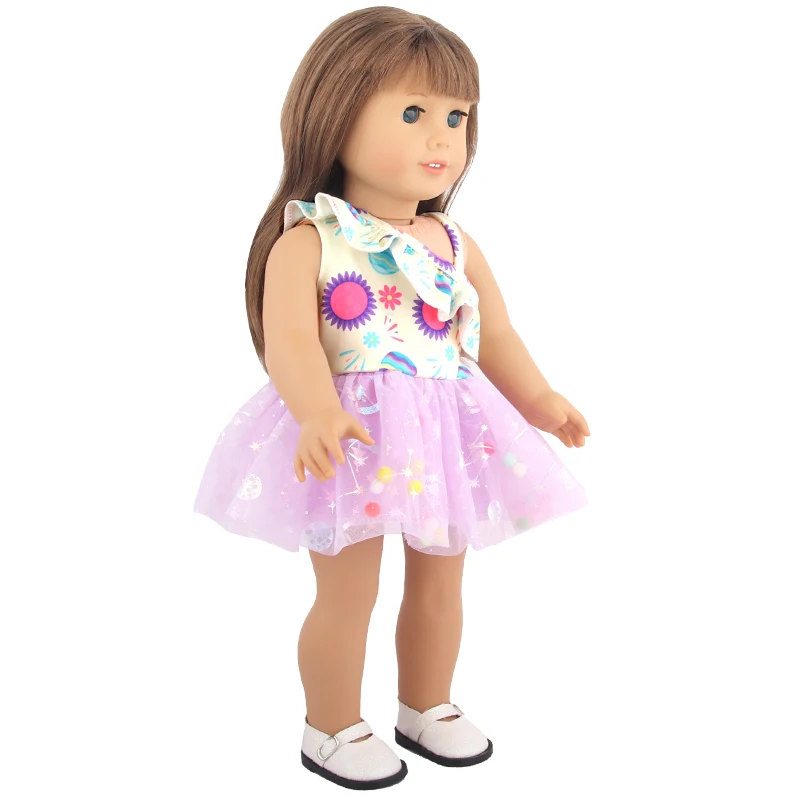 Doll Dress 43cm Baby Doll Clothes Cat Love Skirt Suit For 18 Inch American And Our generation Russia Girl Doll Accessories Toy