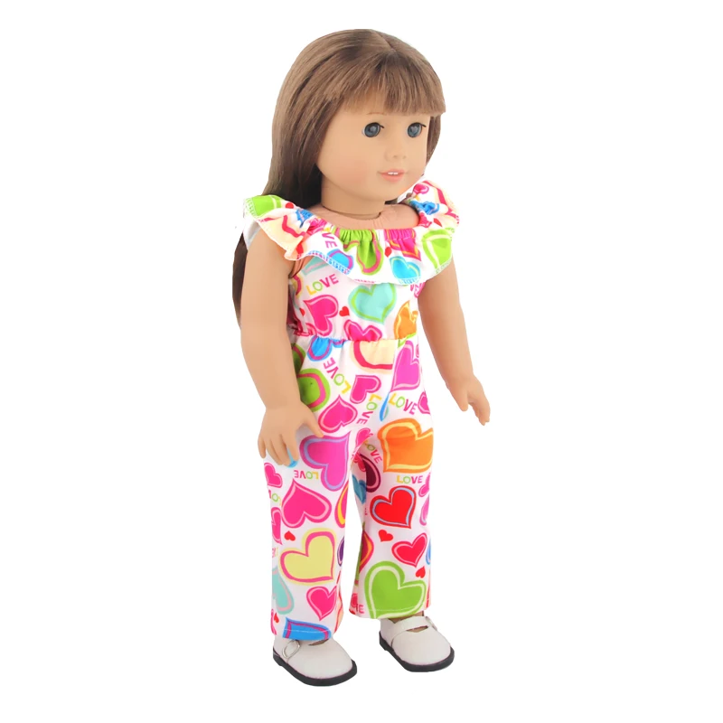 Doll Dress 43cm Baby Doll Clothes Cat Love Skirt Suit For 18 Inch American And Our generation Russia Girl Doll Accessories Toy