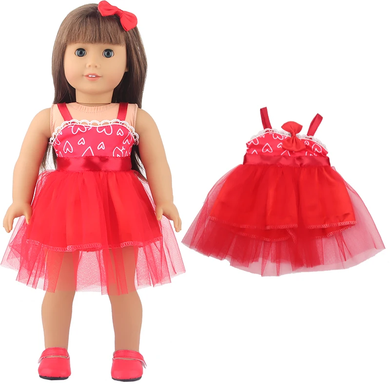 Doll Dress 43cm Baby Doll Clothes Cat Love Skirt Suit For 18 Inch American And Our generation Russia Girl Doll Accessories Toy