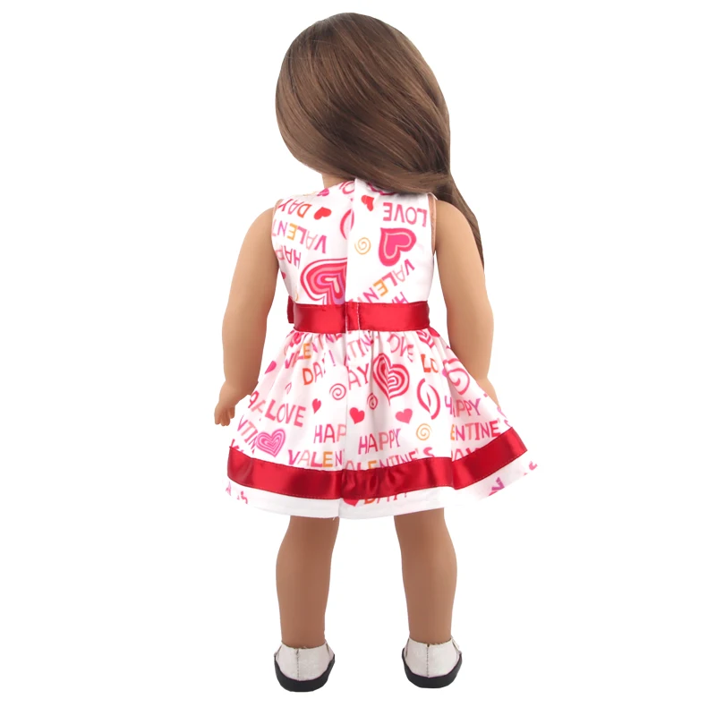 Doll Dress 43cm Baby Doll Clothes Cat Love Skirt Suit For 18 Inch American And Our generation Russia Girl Doll Accessories Toy