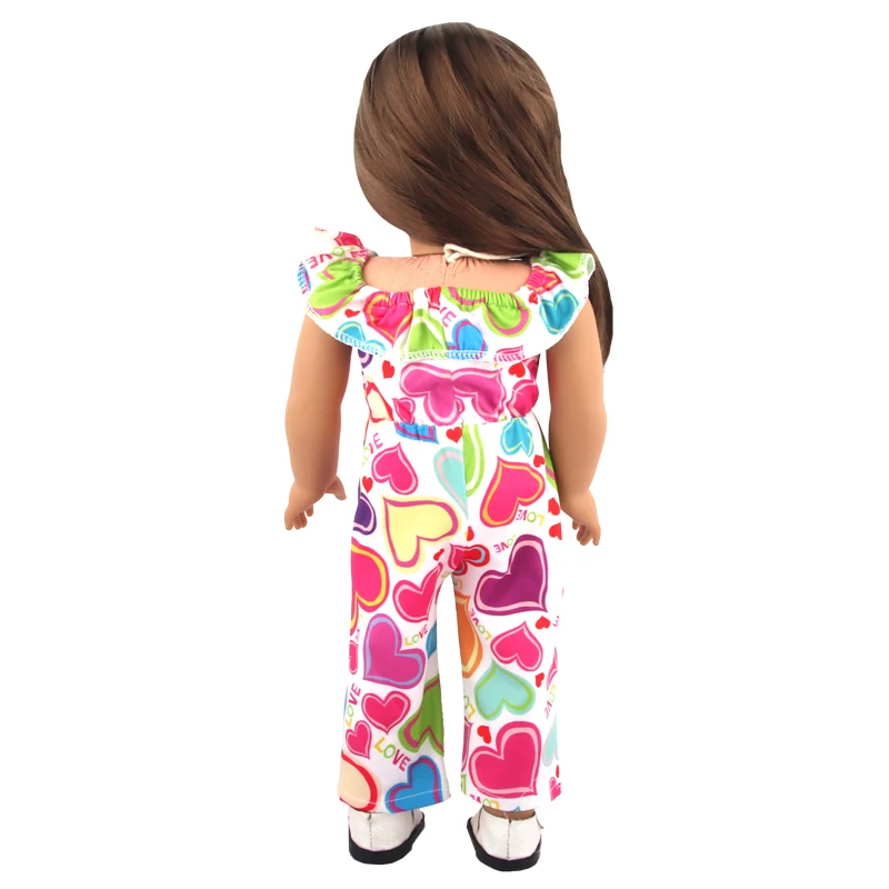 Doll Dress 43cm Baby Doll Clothes Cat Love Skirt Suit For 18 Inch American And Our generation Russia Girl Doll Accessories Toy