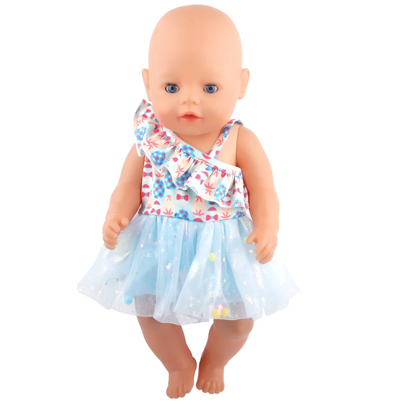 Doll Dress 43cm Baby Doll Clothes Cat Love Skirt Suit For 18 Inch American And Our generation Russia Girl Doll Accessories Toy