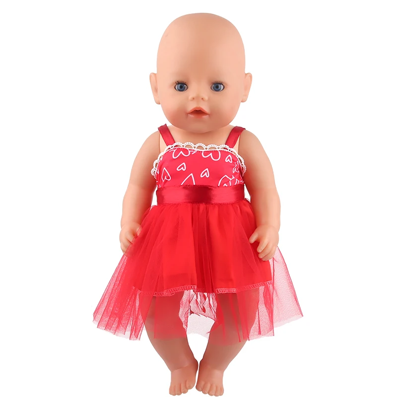 Doll Dress 43cm Baby Doll Clothes Cat Love Skirt Suit For 18 Inch American And Our generation Russia Girl Doll Accessories Toy