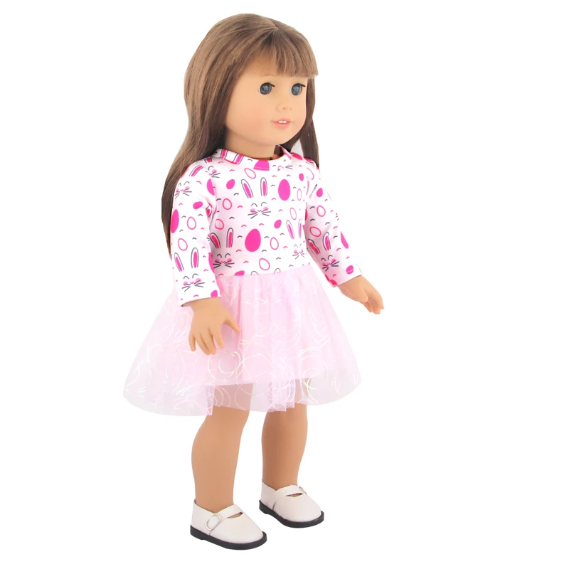 Doll Dress 43cm Baby Doll Clothes Cat Love Skirt Suit For 18 Inch American And Our generation Russia Girl Doll Accessories Toy
