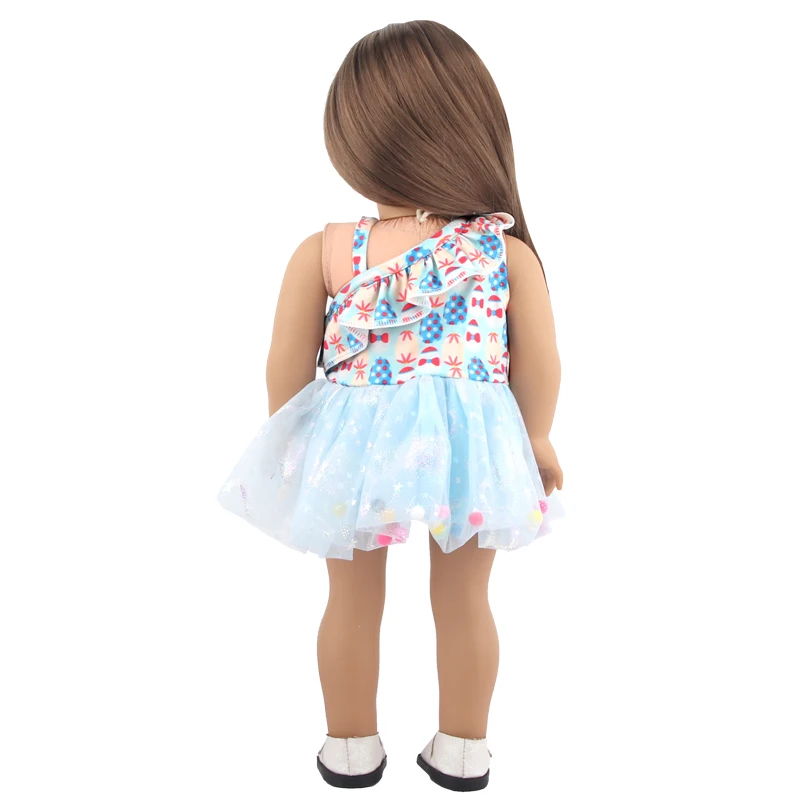 Doll Dress 43cm Baby Doll Clothes Cat Love Skirt Suit For 18 Inch American And Our generation Russia Girl Doll Accessories Toy