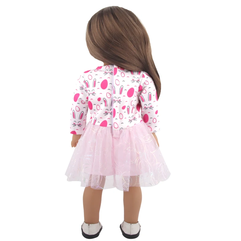 Doll Dress 43cm Baby Doll Clothes Cat Love Skirt Suit For 18 Inch American And Our generation Russia Girl Doll Accessories Toy