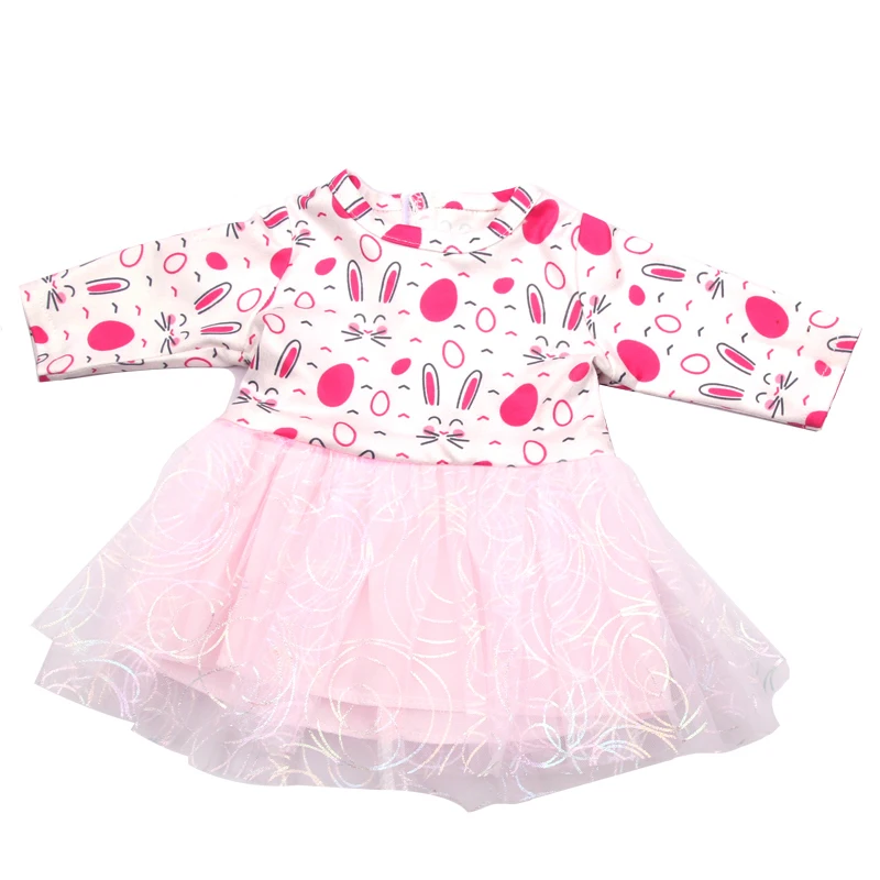 Doll Dress 43cm Baby Doll Clothes Cat Love Skirt Suit For 18 Inch American And Our generation Russia Girl Doll Accessories Toy