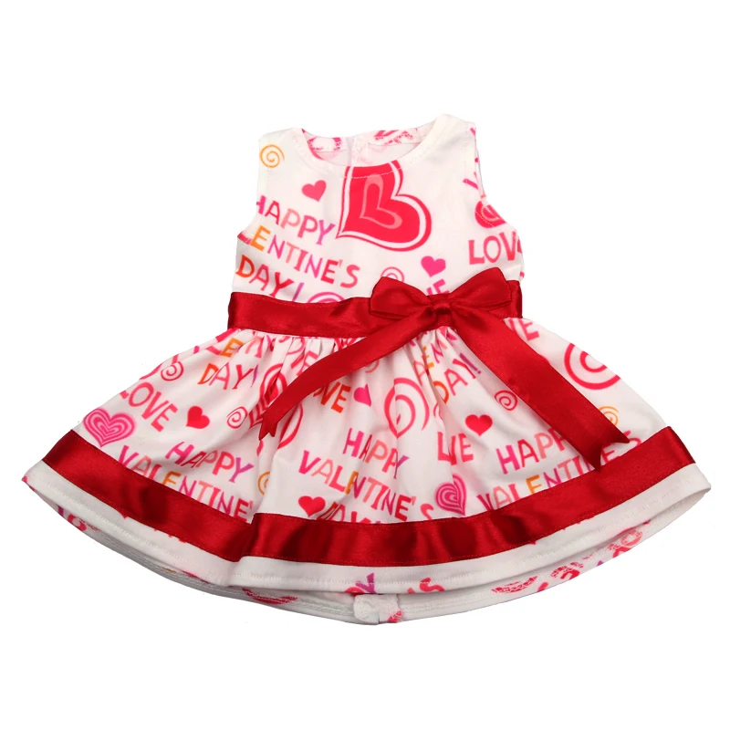 Doll Dress 43cm Baby Doll Clothes Cat Love Skirt Suit For 18 Inch American And Our generation Russia Girl Doll Accessories Toy
