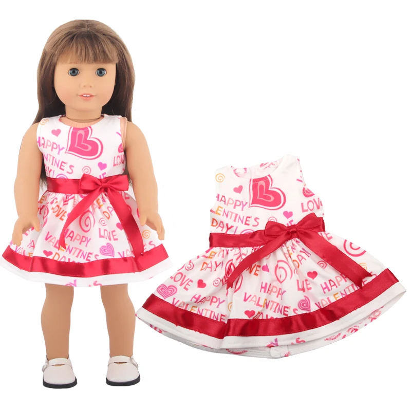 Doll Dress 43cm Baby Doll Clothes Cat Love Skirt Suit For 18 Inch American And Our generation Russia Girl Doll Accessories Toy