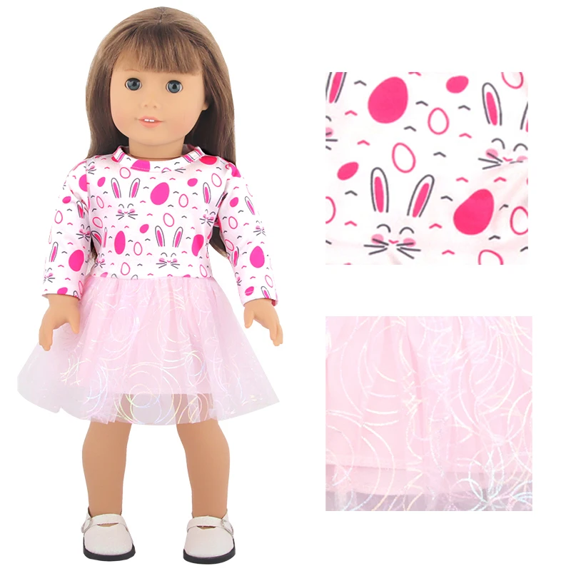 Doll Dress 43cm Baby Doll Clothes Cat Love Skirt Suit For 18 Inch American And Our generation Russia Girl Doll Accessories Toy