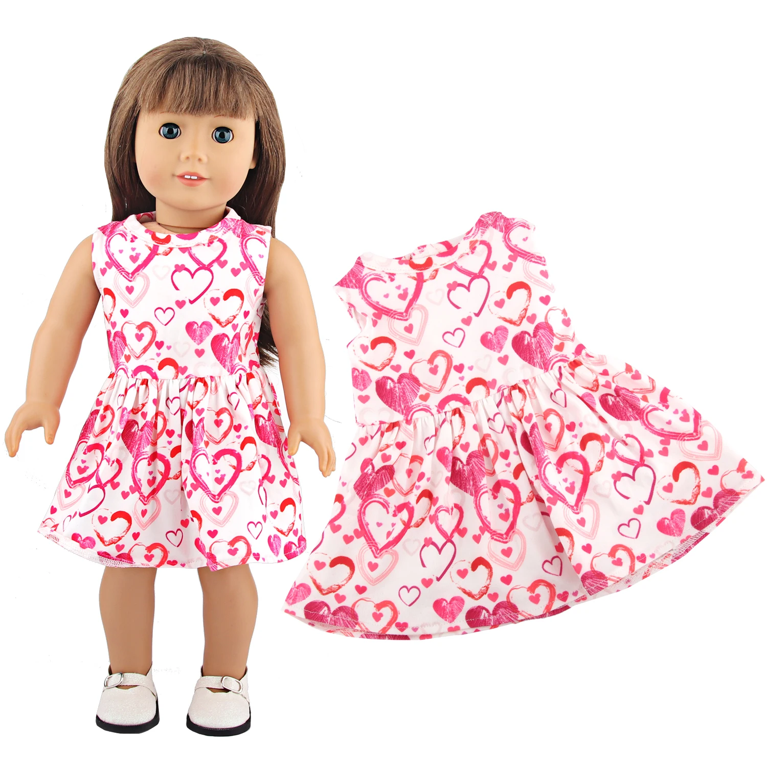 Doll Dress 43cm Baby Doll Clothes Cat Love Skirt Suit For 18 Inch American And Our generation Russia Girl Doll Accessories Toy
