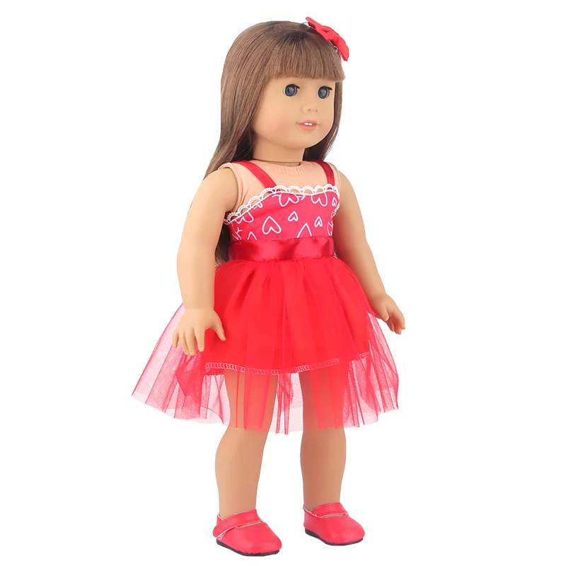 Doll Dress 43cm Baby Doll Clothes Cat Love Skirt Suit For 18 Inch American And Our generation Russia Girl Doll Accessories Toy