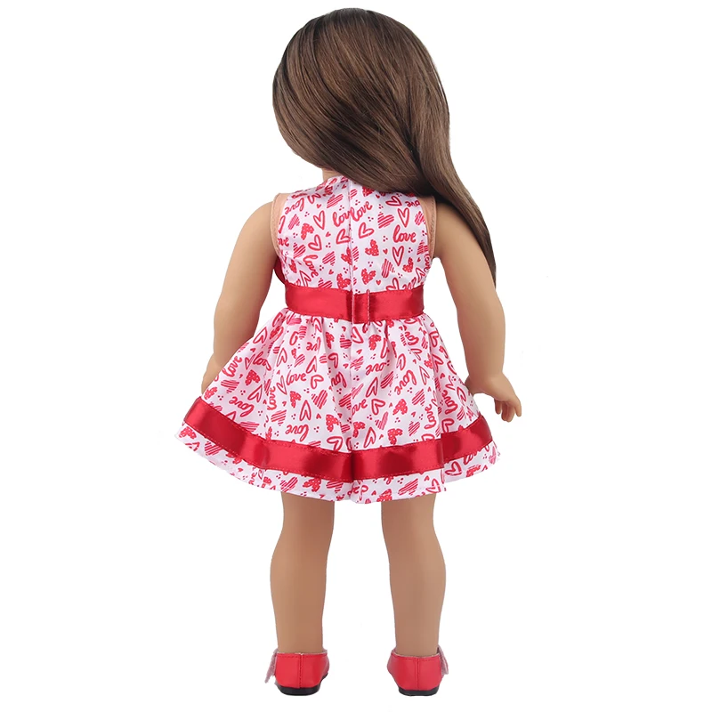 Doll Dress 43cm Baby Doll Clothes Cat Love Skirt Suit For 18 Inch American And Our generation Russia Girl Doll Accessories Toy