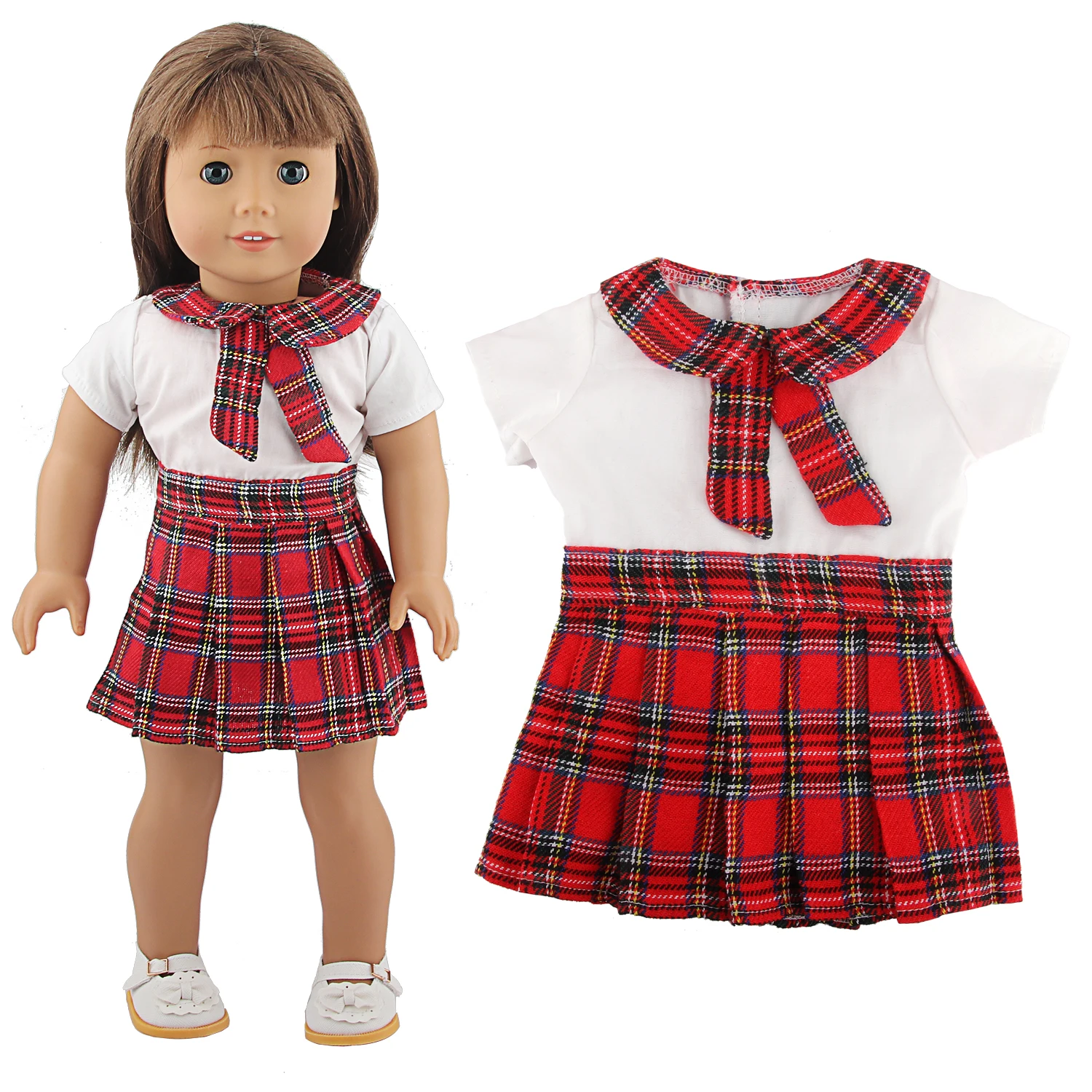 Doll Dress 43cm Baby Doll Clothes Cat Love Skirt Suit For 18 Inch American And Our generation Russia Girl Doll Accessories Toy