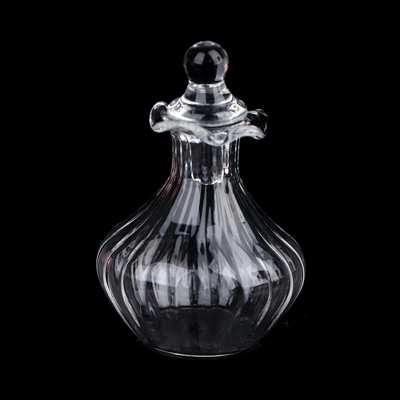 1PC 1:12 Dollhouse Miniature Glass Candy Jar Vintage Striped Jar Candy Bottle Model Toys Furniture Doll house Decor Accessories