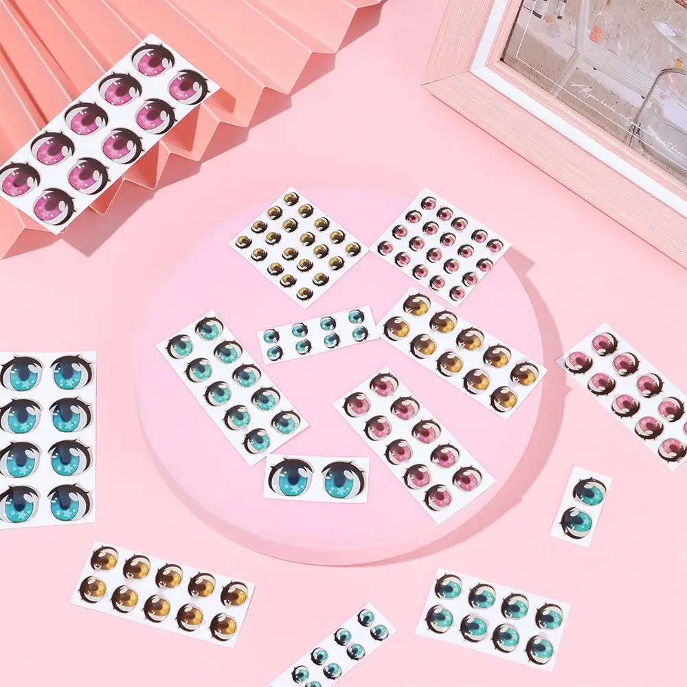 5 Pair Colorful Cute Boys Girls Doll Eyes Accessories Crystal Cartoon Eyes Stickers Anime Figurine Face Organ Paster Decals