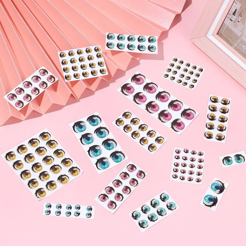 5 Pair Colorful Cute Boys Girls Doll Eyes Accessories Crystal Cartoon Eyes Stickers Anime Figurine Face Organ Paster Decals