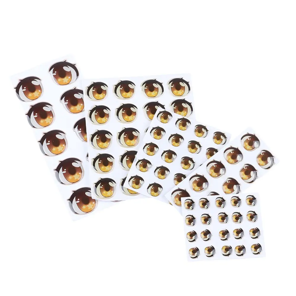 5 Pair Colorful Cute Boys Girls Doll Eyes Accessories Crystal Cartoon Eyes Stickers Anime Figurine Face Organ Paster Decals