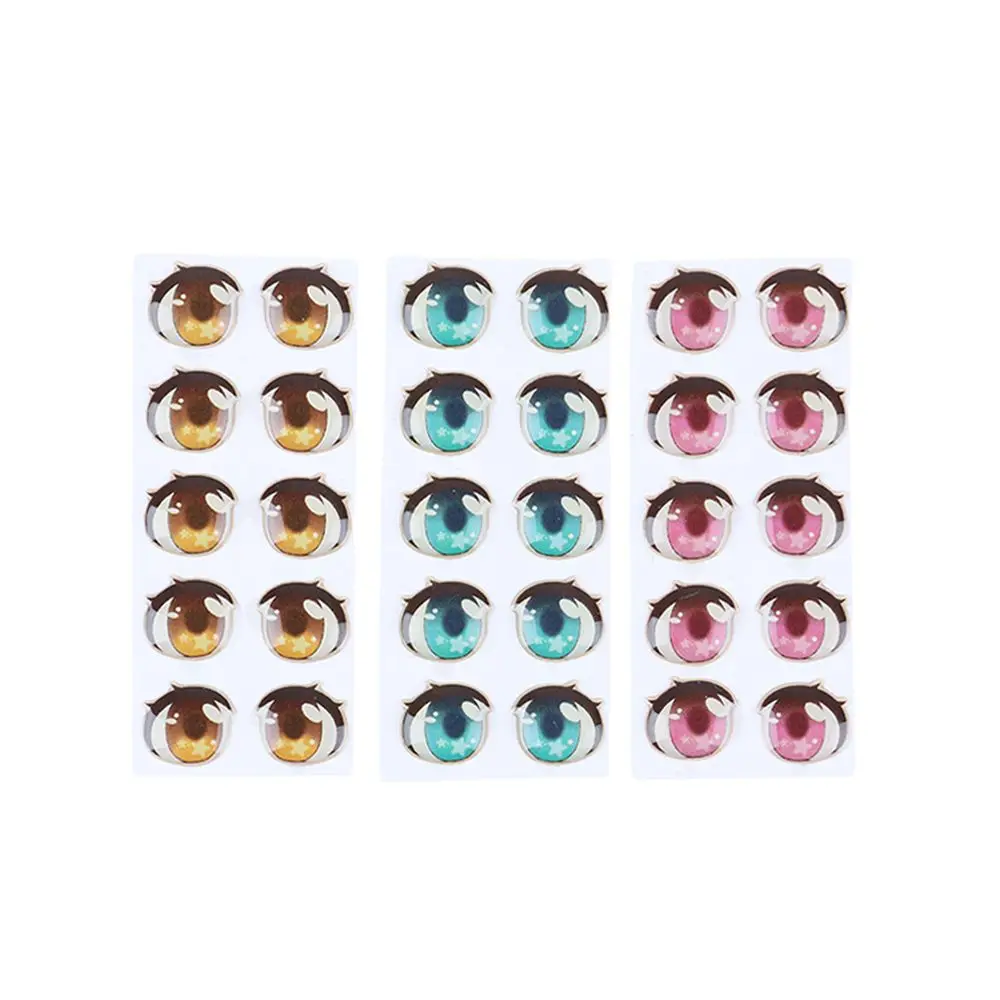 5 Pair Colorful Cute Boys Girls Doll Eyes Accessories Crystal Cartoon Eyes Stickers Anime Figurine Face Organ Paster Decals