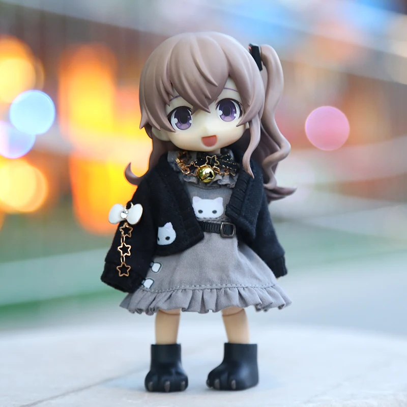 OB11 Clothes Kawaii Cat Cosplay Suit Headdress Long Sleeve Coat Dress For Molly GSC YMY P9 Body 1/12BJD UF Doll Toy Accessories