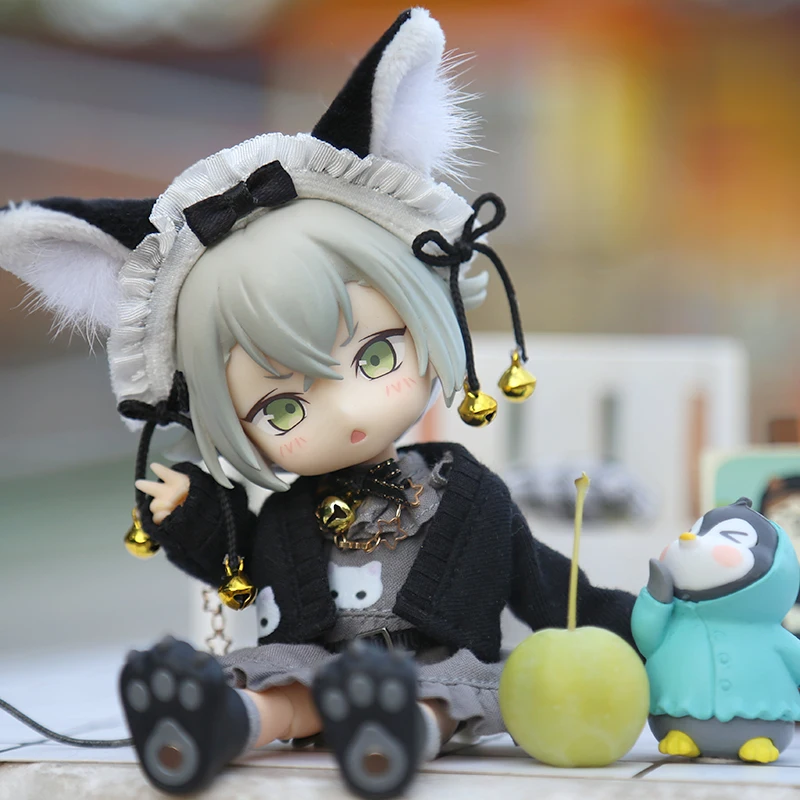OB11 Clothes Kawaii Cat Cosplay Suit Headdress Long Sleeve Coat Dress For Molly GSC YMY P9 Body 1/12BJD UF Doll Toy Accessories