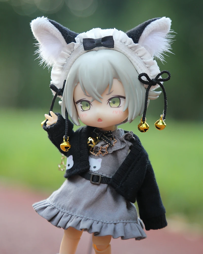 OB11 Clothes Kawaii Cat Cosplay Suit Headdress Long Sleeve Coat Dress For Molly GSC YMY P9 Body 1/12BJD UF Doll Toy Accessories