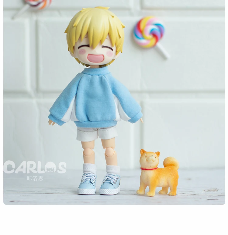 1/12 Bjd Dolls Crewneck Sweatshirt Color Blocking Casual Hoodies Doll Clothes For Ob11 Bjd Doll, Ymy Dod Ddf Doll