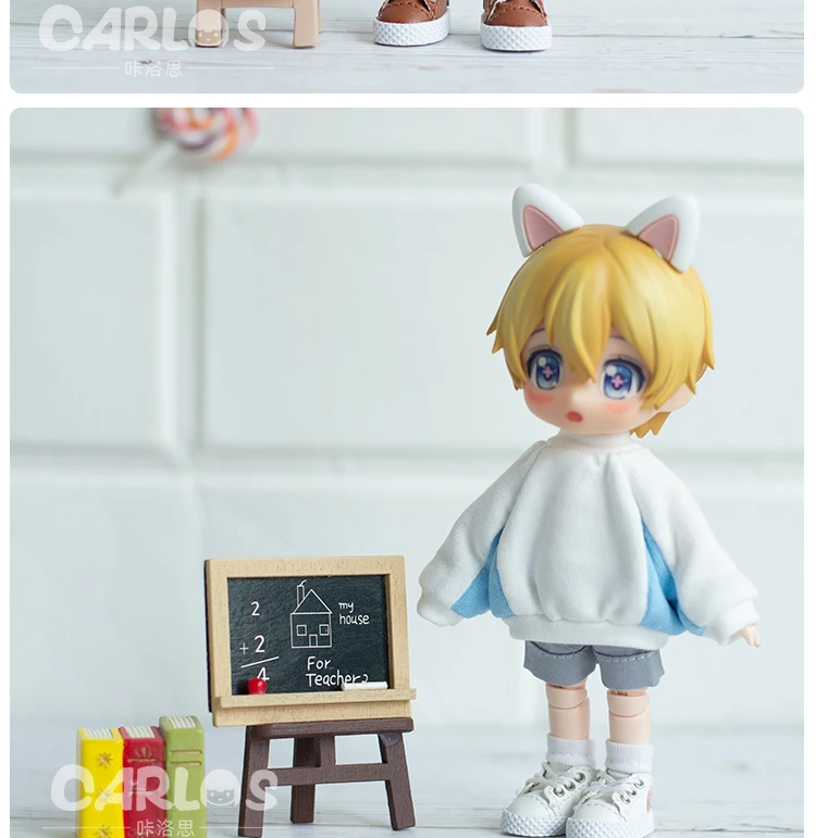 1/12 Bjd Dolls Crewneck Sweatshirt Color Blocking Casual Hoodies Doll Clothes For Ob11 Bjd Doll, Ymy Dod Ddf Doll