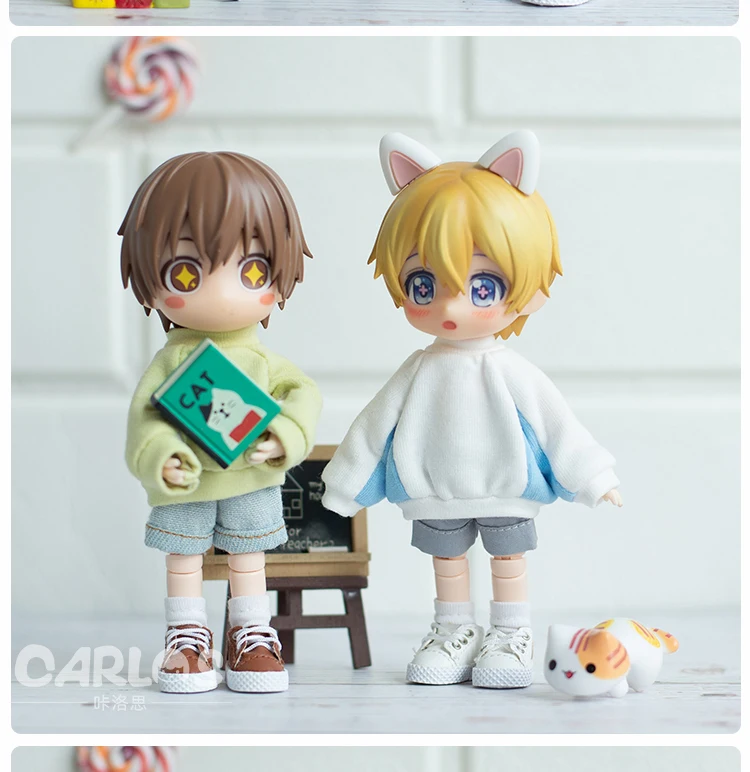 1/12 Bjd Dolls Crewneck Sweatshirt Color Blocking Casual Hoodies Doll Clothes For Ob11 Bjd Doll, Ymy Dod Ddf Doll