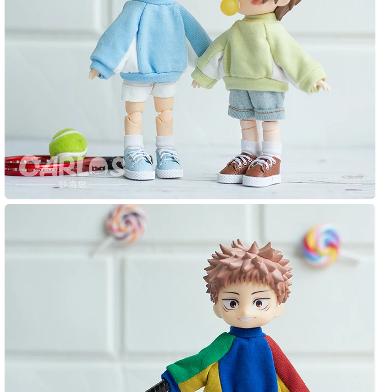 1/12 Bjd Dolls Crewneck Sweatshirt Color Blocking Casual Hoodies Doll Clothes For Ob11 Bjd Doll, Ymy Dod Ddf Doll