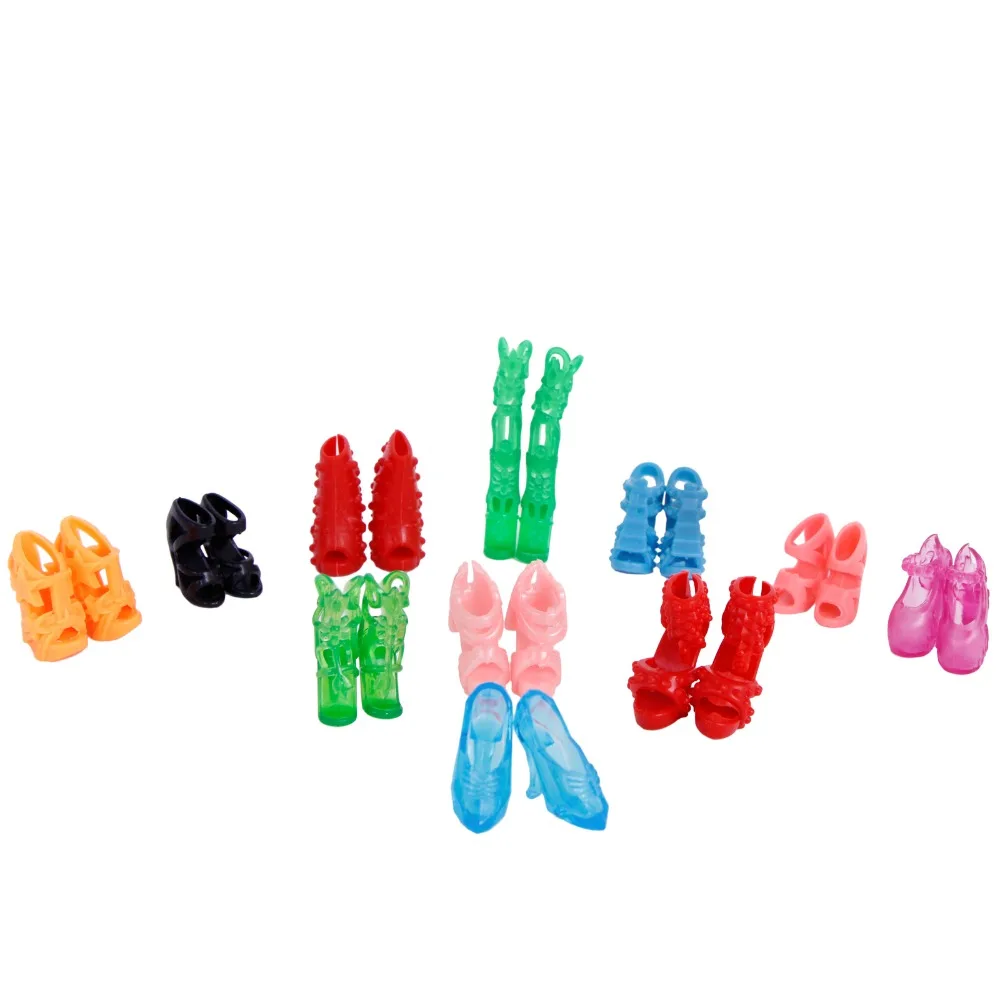 Random 12 Pairs Doll Shoes Assorted Fashion Colorful Mix Style Sandals High Heels Accessories Clothes for 11.5'' Doll Baby Toys