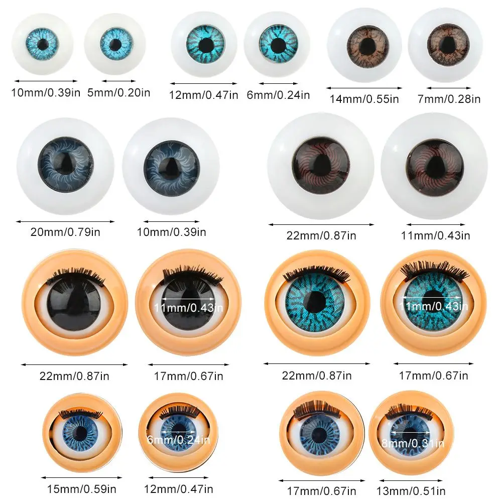 Doll Eye Accessories Doll Eyechips Doll Rolling Eyeballs DIY Doll Eyes Simulation Active Eyeball with Eyelashes