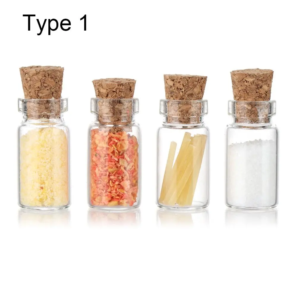 4PCS Mini Seasoning Jar Dollhouse Kitchen Toy Miniature Spice Bottle Simulation Glass Vial Scene Dolls Playing House Model