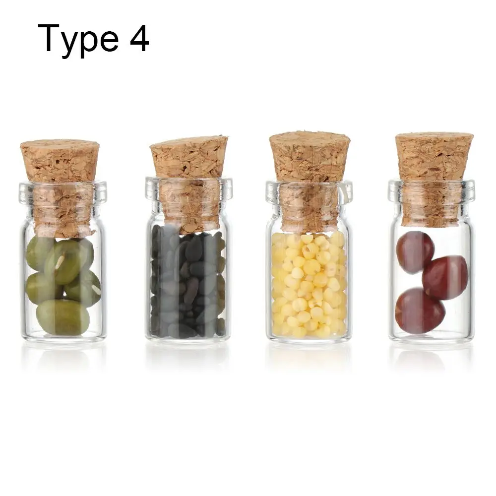 4PCS Mini Seasoning Jar Dollhouse Kitchen Toy Miniature Spice Bottle Simulation Glass Vial Scene Dolls Playing House Model