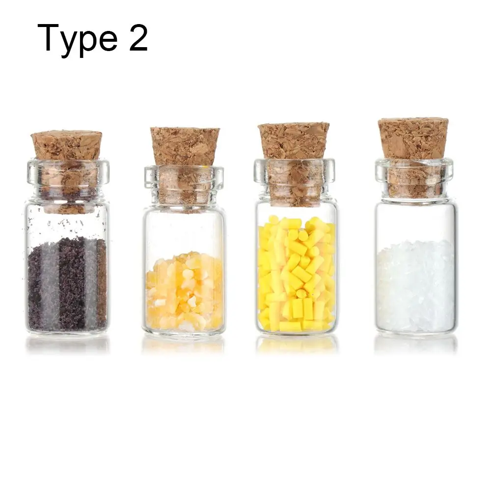 4PCS Mini Seasoning Jar Dollhouse Kitchen Toy Miniature Spice Bottle Simulation Glass Vial Scene Dolls Playing House Model