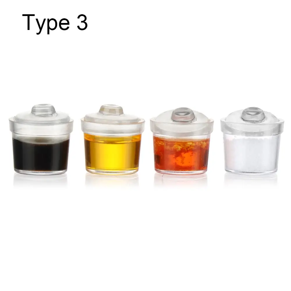 4PCS Mini Seasoning Jar Dollhouse Kitchen Toy Miniature Spice Bottle Simulation Glass Vial Scene Dolls Playing House Model