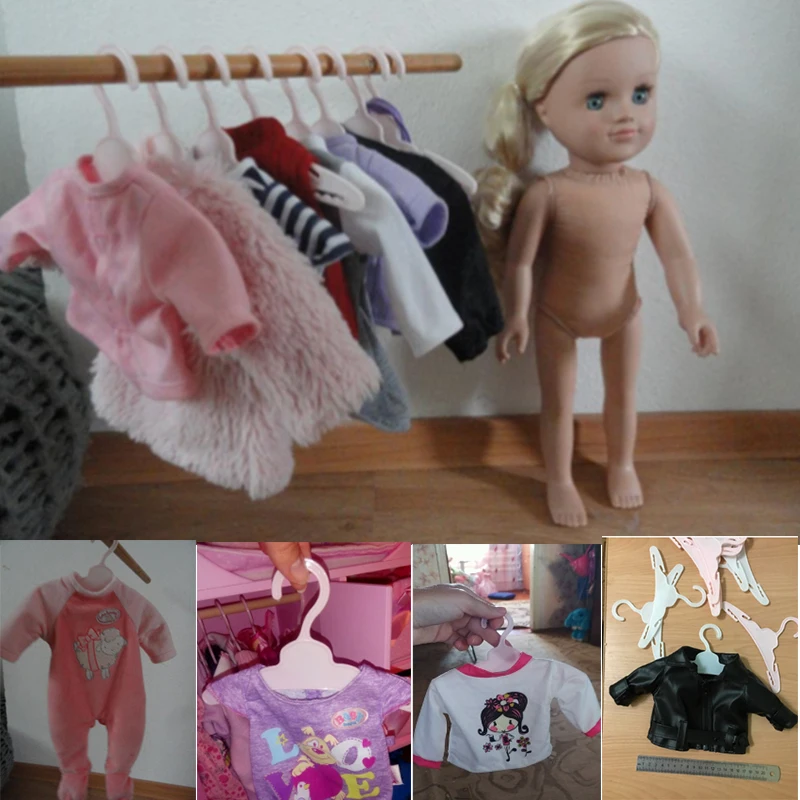10pcs/lot 18 Inches American Doll Clothes Multicolor Hangers For 43 Cm Baby New Born Dolls For Our Generation Toys Accessories