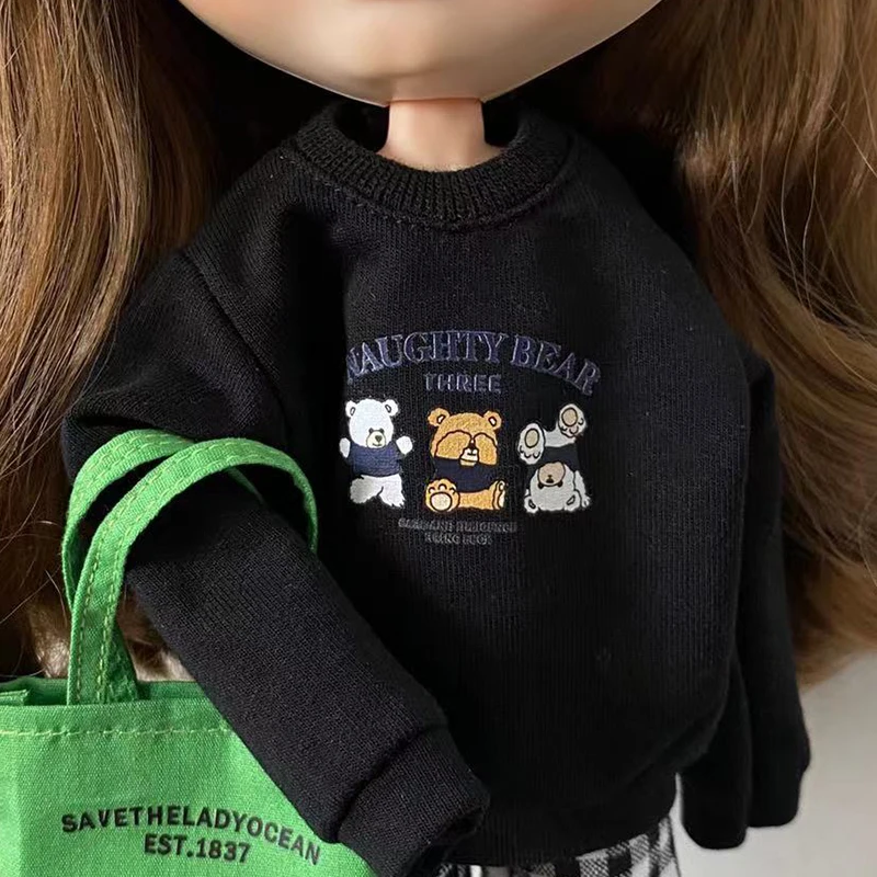 New Arrival Blythe Clothes Fashion Bear Sweater and Pants Bag Suit for Blyth 30cm 1/6 Dolls Azone Licca Doll Accessories