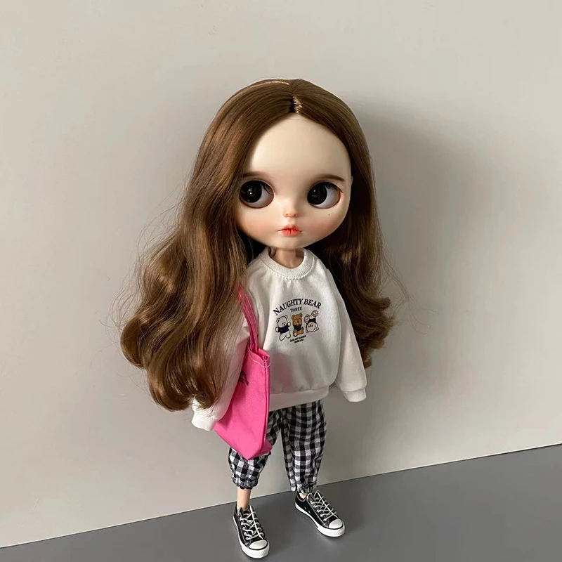 New Arrival Blythe Clothes Fashion Bear Sweater and Pants Bag Suit for Blyth 30cm 1/6 Dolls Azone Licca Doll Accessories