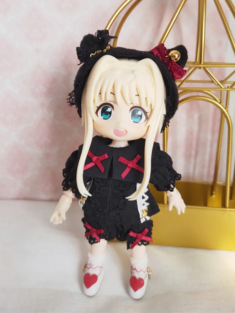 Ob11 Doll Cute Ins Style Dress Princess Dress Doll Clothes Vintage Girl Lace Skirt Headdress For Nendoroids P9, 1/12 Bjd, Gsc