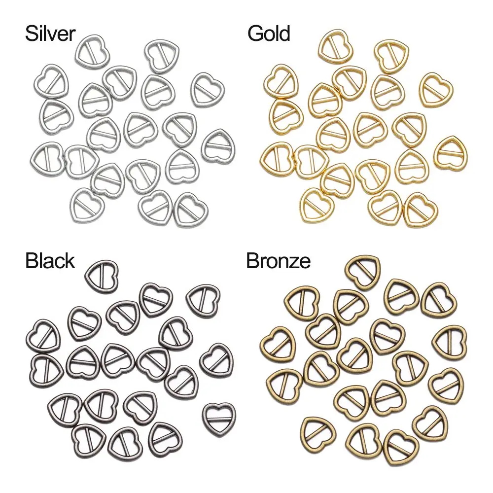 Newest 20/40pcs 4mm Mini Ultra-small Tri-glide Buckle Belt Heart Shaped Buckle Doll Bag Buckles Diy BDoll