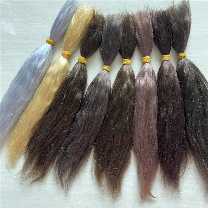 Different Colors Handrooted Reborn Doll Mohair Golden Brown Coffee Colors BJD 1/12 OB11 Dolls Mohair Wigs Hair Accessory