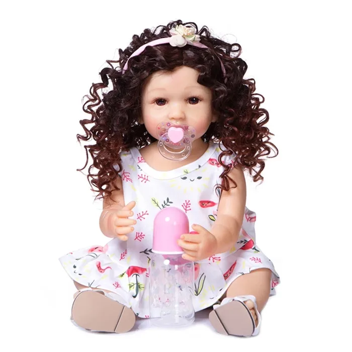 Fashion Curly hair Wig for 22inch Silicone Reborn Baby Doll Long Curly hair for 48-55cm Reborn Doll DIY Doll Hair Wig
