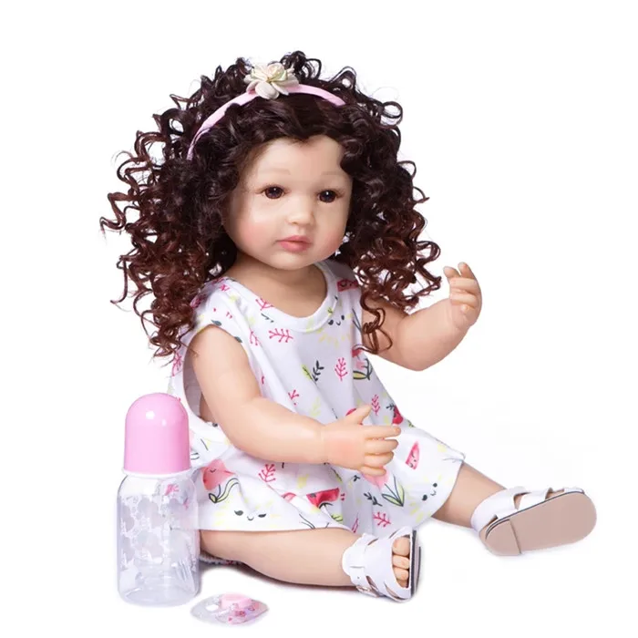 Fashion Curly hair Wig for 22inch Silicone Reborn Baby Doll Long Curly hair for 48-55cm Reborn Doll DIY Doll Hair Wig