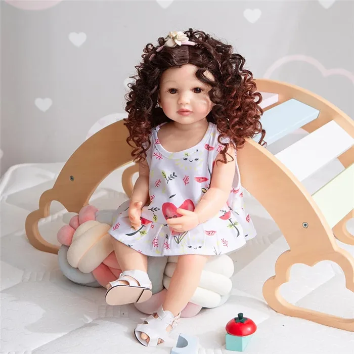 Fashion Curly hair Wig for 22inch Silicone Reborn Baby Doll Long Curly hair for 48-55cm Reborn Doll DIY Doll Hair Wig