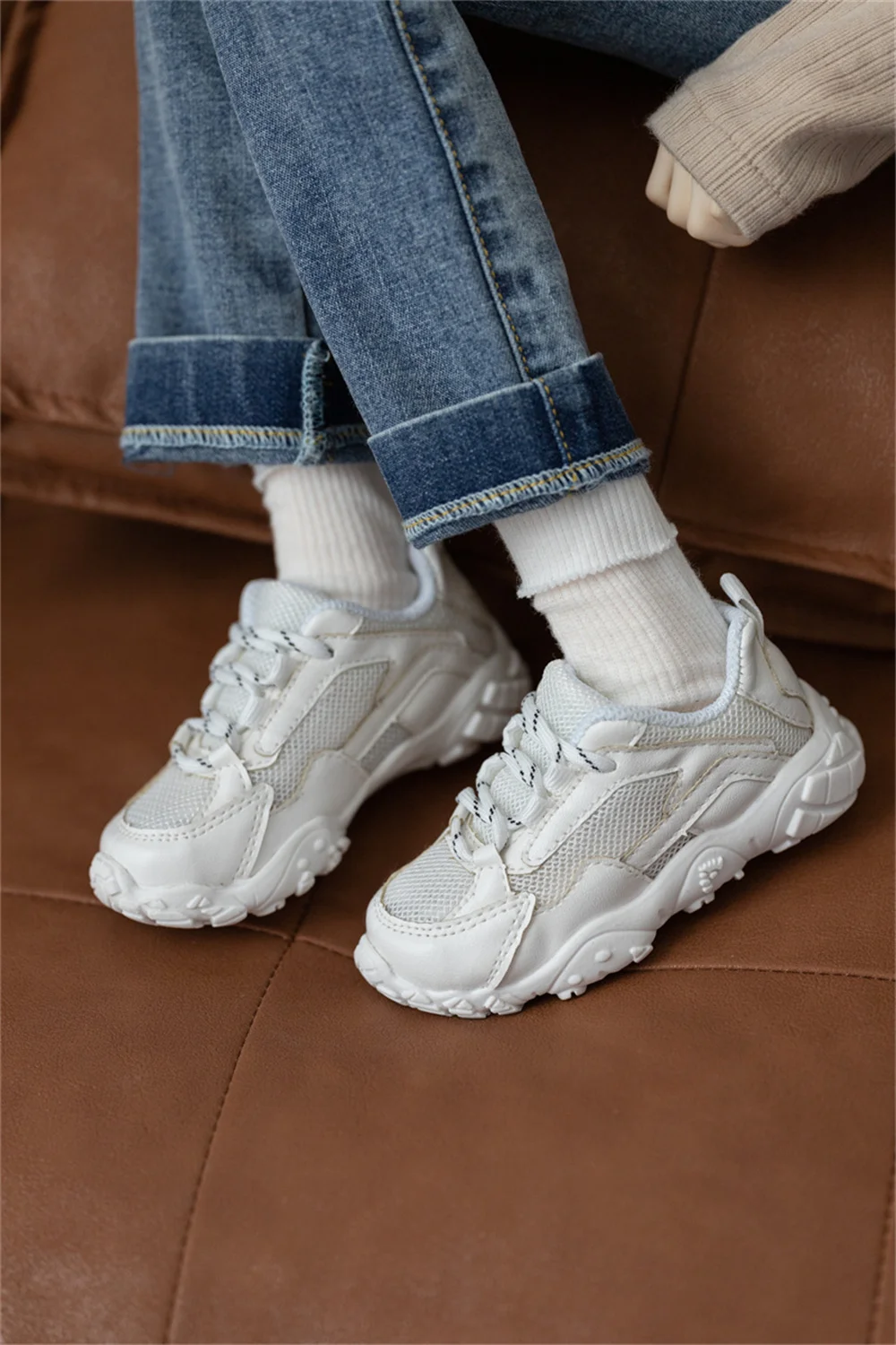 BJD Doll Shoes MSD Unisex Boys 1/4 ID75 White Black Handsome Mesh Top Sneakers Casual Soft-soled Sports Shoes Doll Accessories