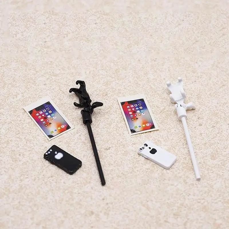1/12 Miniature Dollhouse Selfie Stick Mobile Phone Mini Laptop for Pretend Play Blyth OB11 BJD Doll House Decoration Accessories