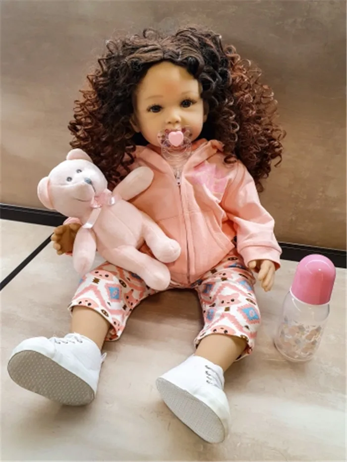 Fashion Curly hair Wig for 23inch Silicone Reborn Baby Doll Long Curly hair for 60cm Reborn Doll DIY Doll Hair Wig