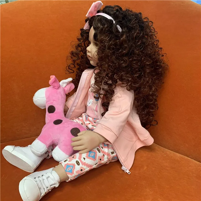 Fashion Curly hair Wig for 23inch Silicone Reborn Baby Doll Long Curly hair for 60cm Reborn Doll DIY Doll Hair Wig