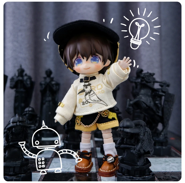 Ob11 Doll Dinosaur Clothes Fashion Cool Mechanical Bird Doll Baker Clothes Doll Accessories For Obitsu 11,Molly, Gsc,1/12 Bjd